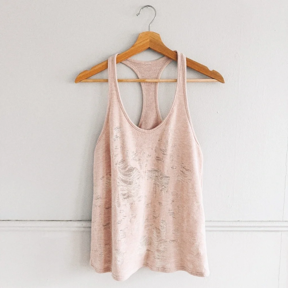ALO YOGA > Distressed Racerback Tank - Picture 1 of 1